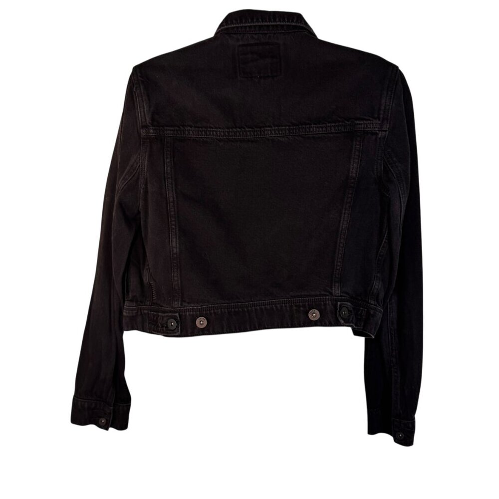 Paige Women's Black Denim Jean Cropped Jacket Coat Goth Punk Emo Metal Grunnge S - Picture 10 of 14